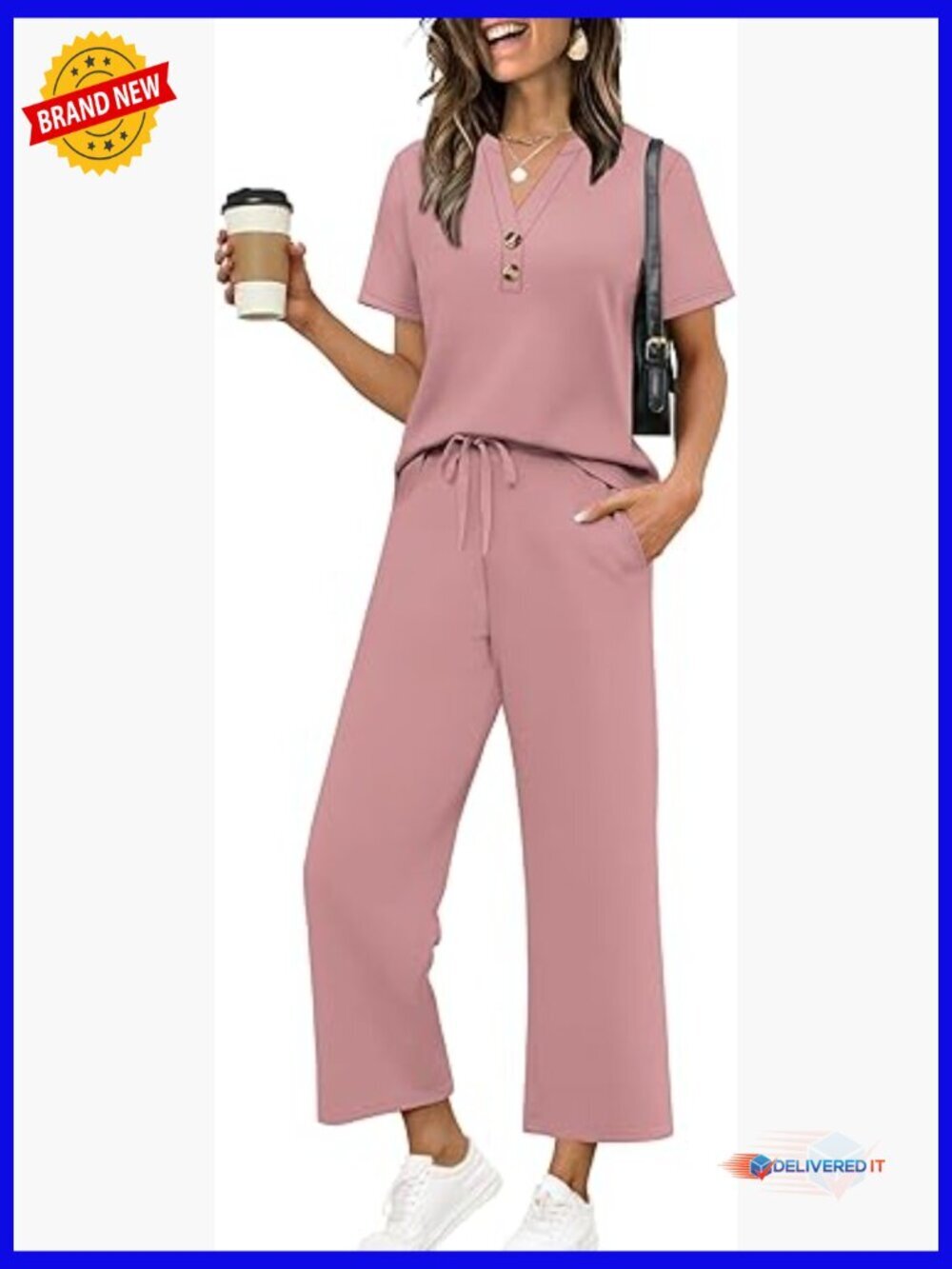 2 Piece Set Cruise Vacation Outfit Wide Leg Crop Pants Resort Wear